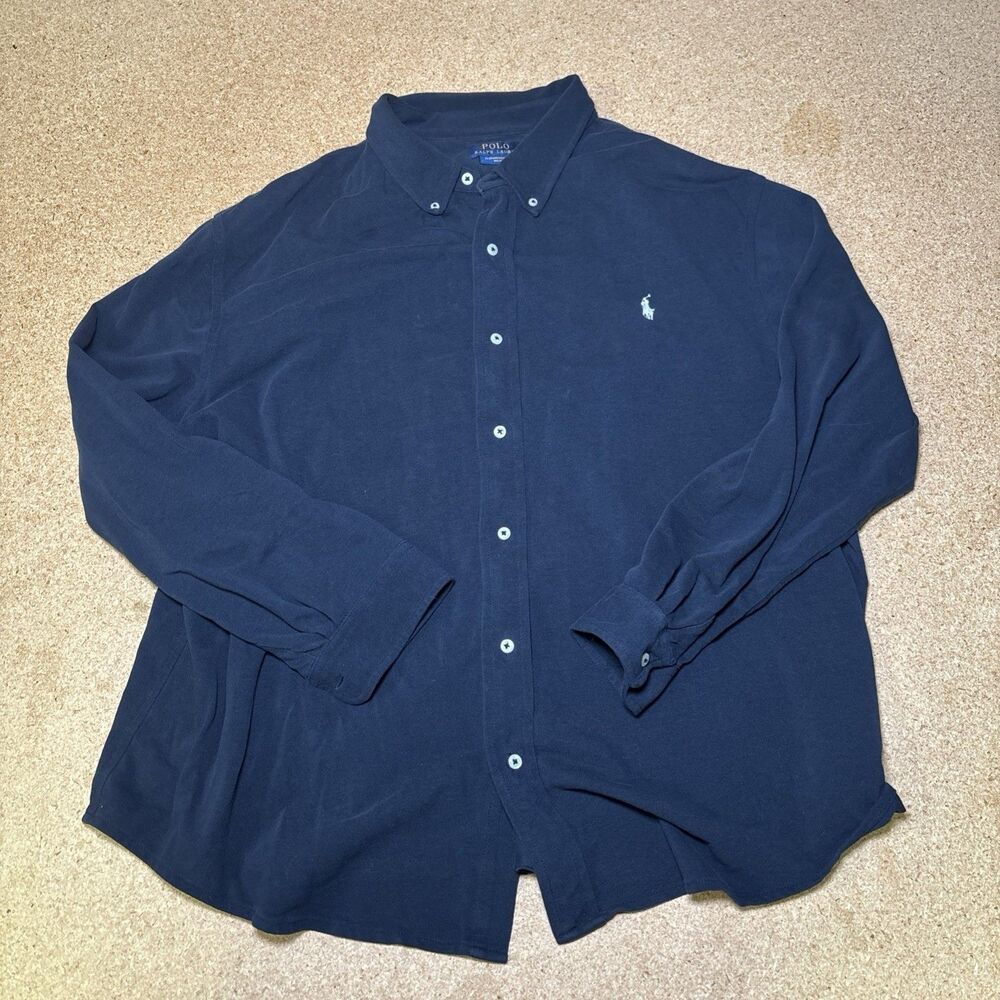 Polo Ralph Lauren Featherweight Mesh Cotton Button Down Shirt Mens 3XB Blue F3